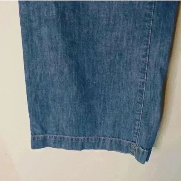 LOFT 100%Cotton Medium Indigo Flare Wide Leg Jeans - Picture 9 of 12